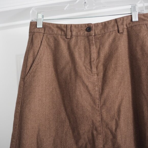 Dark Academia LL Bean Vintage Brown Women's Skirt Sz 4 Petite 100% Cotton - Picture 3 of 10